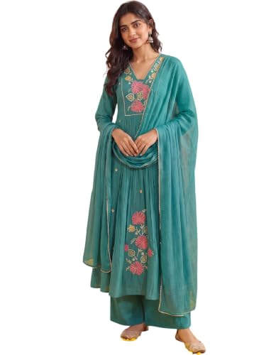 Varanga women's mul chanderi kurta set with chiffon dupatta