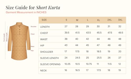 Manyavar Men's Cotton Blend Digital Print Short Kurta (Beige,XXL)