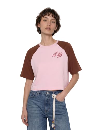 ONLY Women's Typographic Boxy Fit Pink T-Shirt