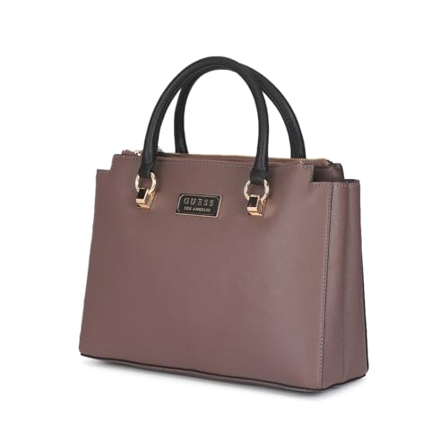 Guess Women's Taupe Textured Satchel Bag| Ladies Purse Handbags | Gift For Ladies