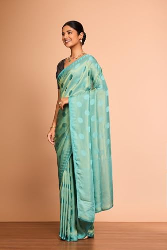 Taneira Women Light Blue Woven Viscose Saree with Unstitched Blouse Piece (SAPP01AC4746-Light Blue)