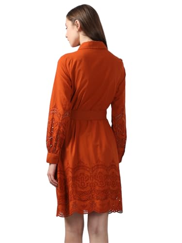 VERO MODA Women's Cotton Brown Shirt Dress