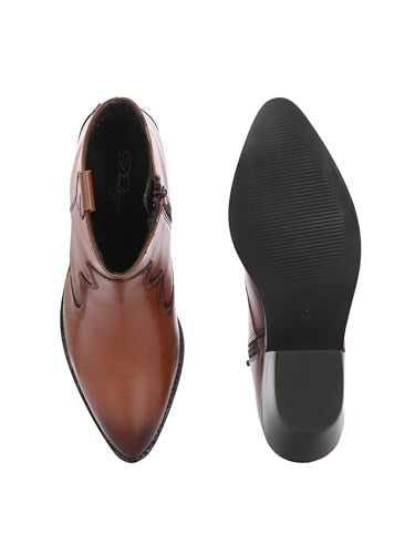 Delize Women Tan mid heel western boots 50405-37