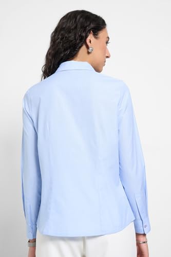 Annabelle by Pantaloons Women's Solid Regular Fit Shirt (110160214002_Placid Blue