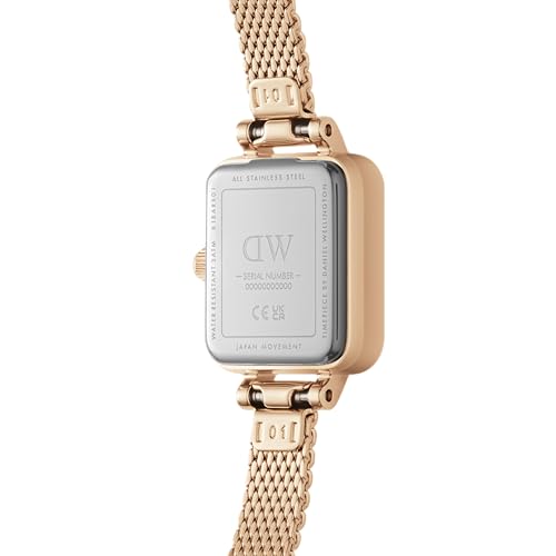 Daniel Wellington Quadro Analog Watch for Women with White Square Dial & Rose Gold Stainless Steel Bracelet Band Water Resistant Women's Wrist Watches - DW00100731K