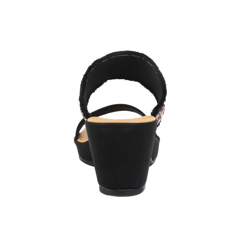 tresmode ATHN Black Women's Dress Block Heel Sandals in Size 6 UK / 39 EU