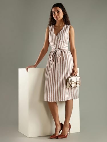Cotton Wrap Neck A-Line Dress