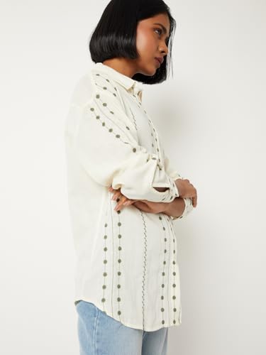 Max Women Embroidered Shirt (Off White_S)