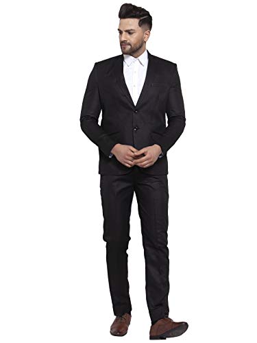 WINTAGE Men's Poly Blend Wedding and Evening 2 Pc Suit : Black,XX-Large