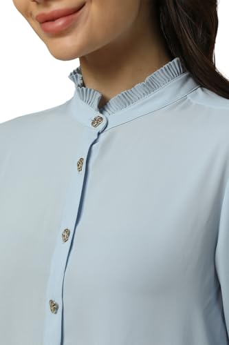 Allen Solly Women Light Blue Solid Long Sleeves Shirt