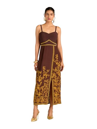 Label RITU KUMAR Brown Edwin Long Dress