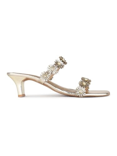 Inc.5 Womens Golden Ethnic Embellished Pattern Round Toe Shape Block heels 40