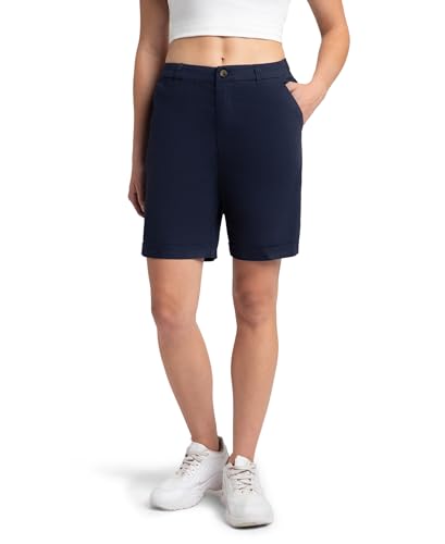 Jockey A125 Women's Super Combed Cotton Woven Twill Fabric Relaxed Fit Shorts with Convenient Side Pockets_Navy Blazer_XXL