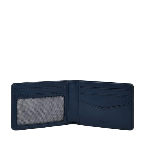 Fossil Men's Front Pocket Wallet, Navy, One Size, Front Pocket Wallet