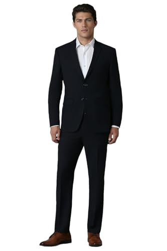 Men Black Slim Fit Solid Formal Two Piece Suit