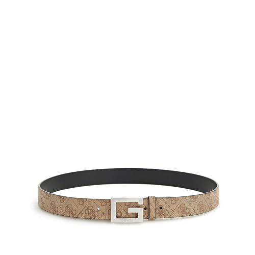 Guess Men Brown Polyurethane Monogram Vezzola Adjustable Belt with Tang Buckle