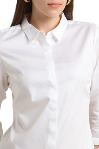Van Heusen Women's Regular Fit Solid 3/4 Sleeve Cotton Rich Formal Shirt