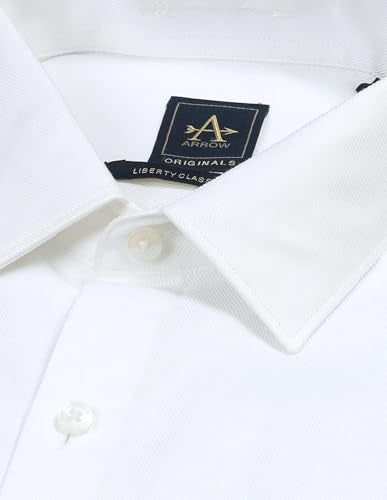 Arrow Men's White Solid Spread Collar Full Sleeve Formal Cotton Regular Fit Shirt (ARAJSH0932_White_38)