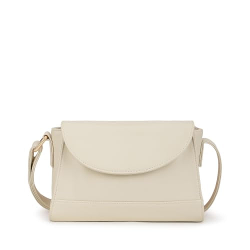 Fastrack Cloud Sling Bag for Women | White Pebbled Faux Leather Crossbody Sling Bag | Spacious Main Compartment with Organiser Pockets | Magnetic Flap & Zip Closure | Adjustable Buckle Sling Strap