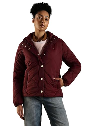 Regular Fit Polyamide Hooded Neck Puffer Jacket