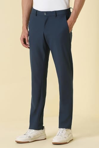 Men Blue Solid Casual Trousers