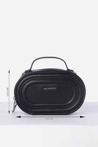 Van Heusen Women Black Solid Casual Handbag