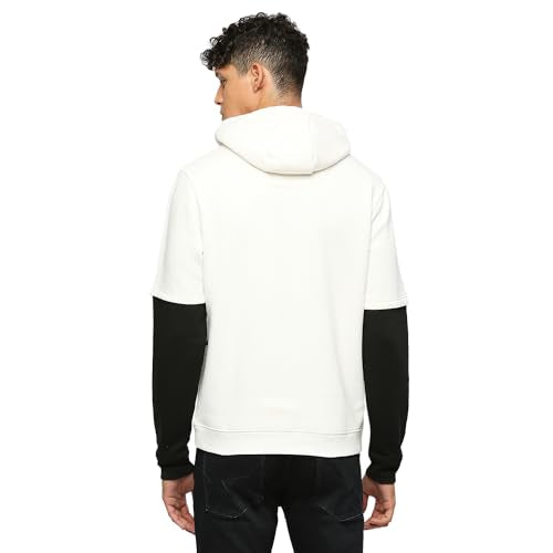 Pepe Jeans Men's Cotton Blend Hooded Neck Sweatshirt (PM582707_Off White