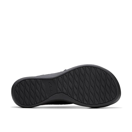 Clarks womens Arla WaveSlide Sandal, Black Textile, 5.5 UK