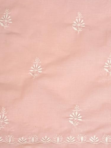 Ada Hand Embroidered Lucknowi Chikankari Unstitched Cotton Dress Material Suit Piece with Dupatta for Women 01A762929 Pastel Peach
