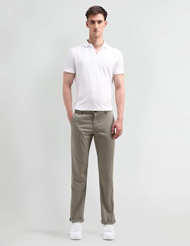 Arrow Sports Men's Regular Casual Pants (ASAITR2447_Khaki
