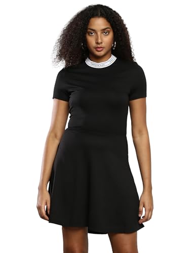 Tommy Hilfiger women's Viscose Fit and Flare above The Knee Casual Dress (S23JWDR030 Black