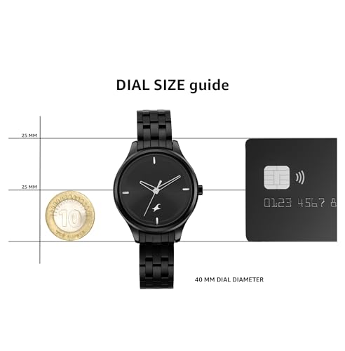 Fastrack Stunners Quartz Analog Black Dial Metal Strap Watch for Girls-NS6248NM01
