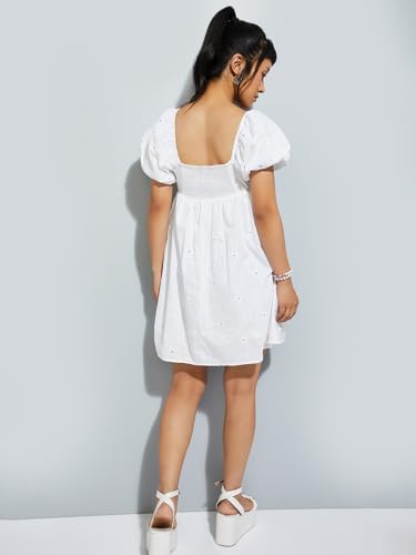 Max Alaya F x URB_N Women Embroidered A-line Dress (Off White_XL)