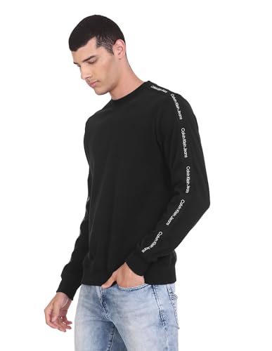 Calvin Klein Mens Black Solid Sweat Shirt (S)