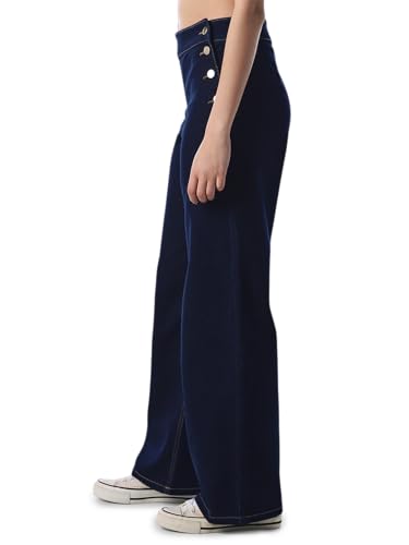 ONLY Women's Solid Wide Leg High-Rise Blue Jeans