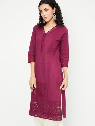 Max Women's Cotton Regular Kurta (BEWWFE24SA_Purple