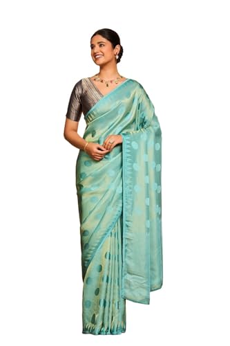 Taneira Women Light Blue Woven Viscose Saree with Unstitched Blouse Piece (SAPP01AC4746-Light Blue)