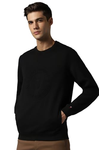 Louis Philippe Men Casual Black Solid Sweatshirt