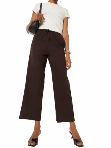 Max Women Solid Wide Leg Trousers (Brown_XL-XXL)