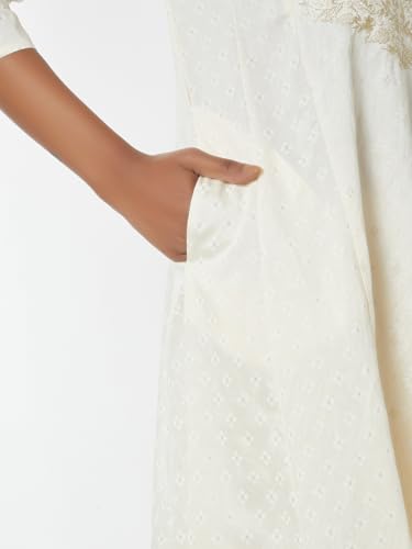 Max Women Embroidered A-line Kurta (White_XL)