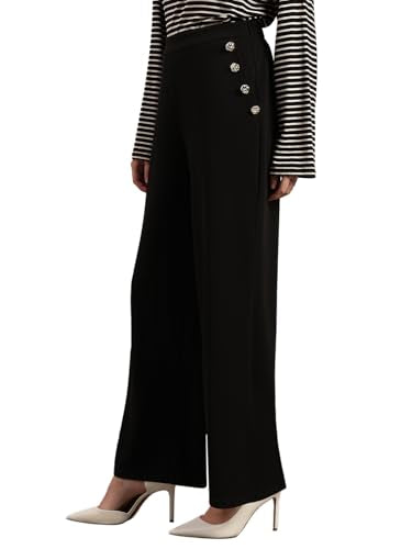 VERO MODA Women's Straight Fit High-Rise Black Pants
