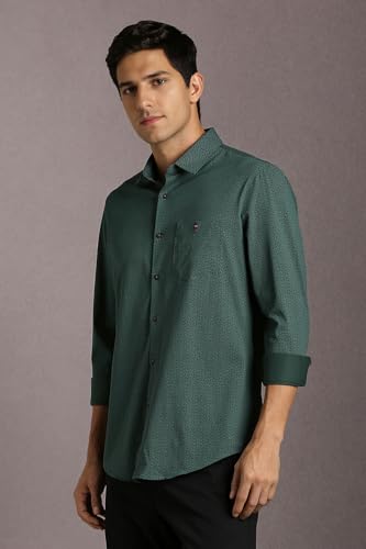 Louis Philippe Men Green Print Full Sleeves Casual Shirt