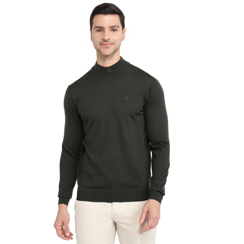 Raymond Men Contemporary Fit Solid Pattern Marino Wool Acryalic Blend Full Sleeve Turtle Neck Casual Sweater
