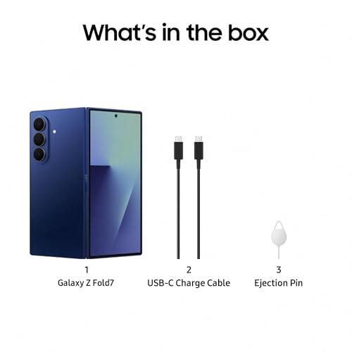Samsung Galaxy Z Fold7 5G Mobile with Galaxy AI (Blue Shadow, 12GB RAM, 512GB Storage), Ultra Sleek Design with 200MP Camera, Ultra-Smooth Gaming with Powerful Snapdragon 8 Elite, Google Gemini