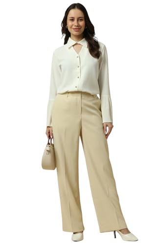 Allen Solly Women's Regular Casual Pants (AHTFWRGFO29342_Beige