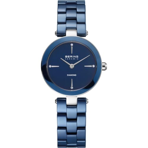 BERING Ceramic Analog Blue Dial Diamond Women Watch - 16629-707