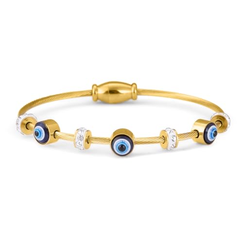 PALMONAS Evil Eye Bracelet for Womens - Waterproof & Anti-Tarnish, Gift for Girls & Women