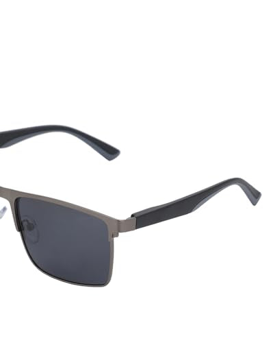 Carlton London Premium Metallic with Black Toned & Polarised Lens Square Sunglass for men