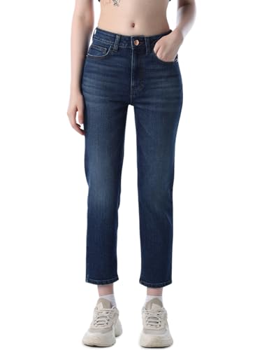 ONLY Women's Solid Slim Fit High Rise Blue Jeans