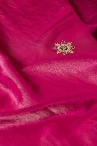 Taneira Women Purple Bengal Pure Tissue Organza Embroidered Saree with Unstitched Blouse Piece (SAIP01AC2159-Purple)